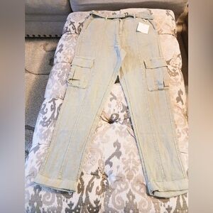 Nicole Miller Linen Lyocell Cargo Pant,NWT